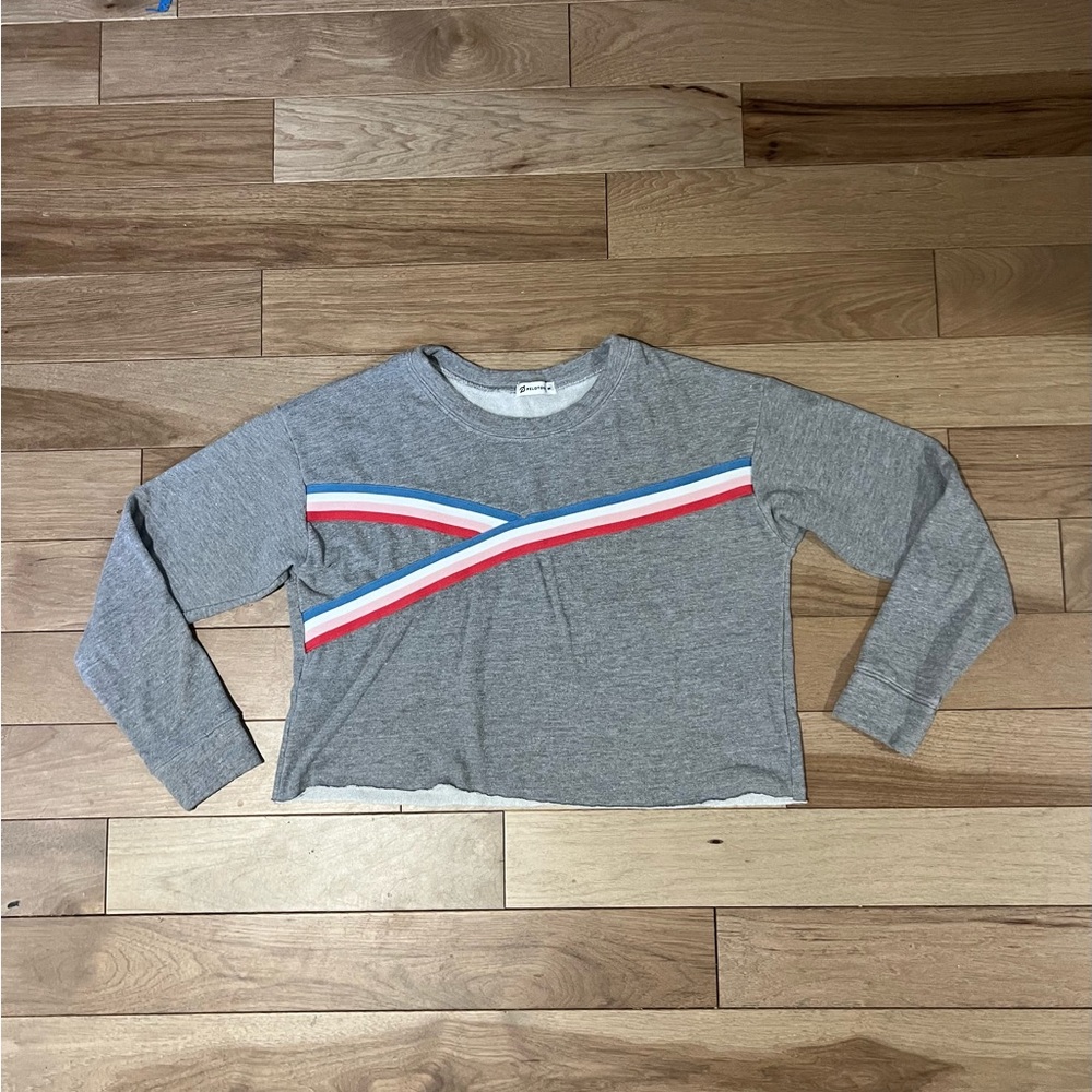 Peloton Women's Medium Retro Heather Gray Knit Long Sleeve Croppped Sweatshirt